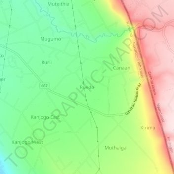 Mappa topografica Runda, altitudine, rilievo