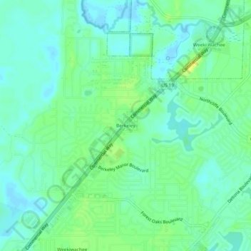 Mappa topografica Berkeley, altitudine, rilievo