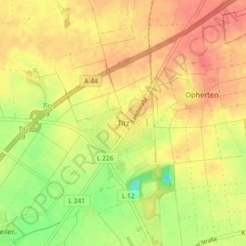 Mappa topografica Titz, altitudine, rilievo
