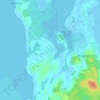 Mappa topografica Krienke, altitudine, rilievo