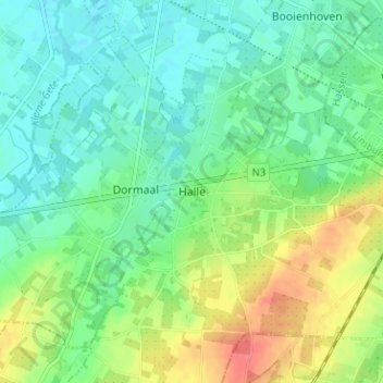 Mappa topografica Halle, altitudine, rilievo