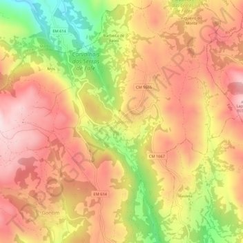 Mappa topografica Aboim, altitudine, rilievo