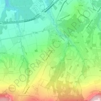 Mappa topografica L'Éluiset, altitudine, rilievo