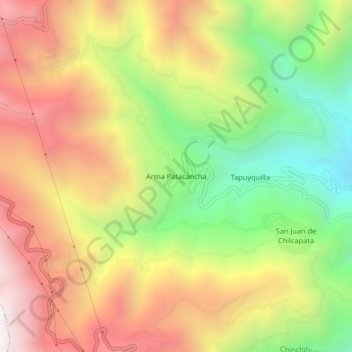 Mappa topografica Arma Patacancha, altitudine, rilievo