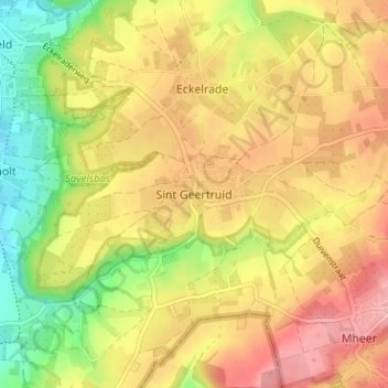 Mappa topografica Sint Geertruid, altitudine, rilievo