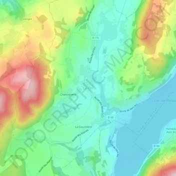 Mappa topografica Le Pin, altitudine, rilievo