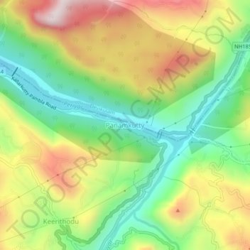 Mappa topografica Panamkutty, altitudine, rilievo