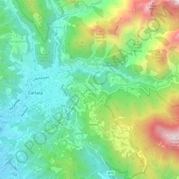 Mappa topografica Codena, altitudine, rilievo