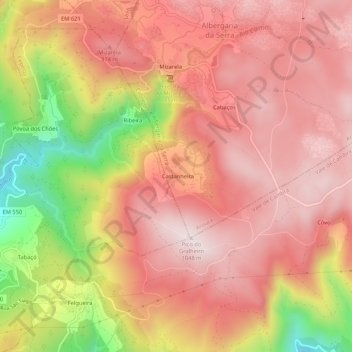 Mappa topografica Castanheira, altitudine, rilievo
