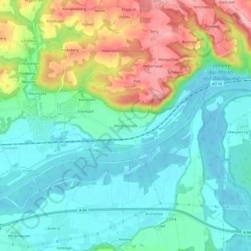 Mappa topografica Niederperach, altitudine, rilievo