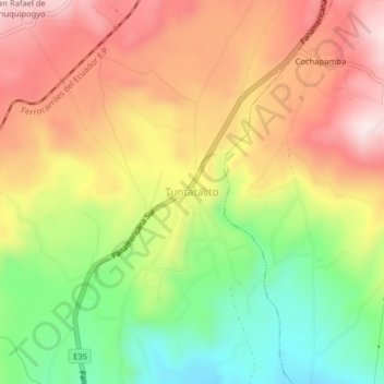 Mappa topografica Tuntatacto, altitudine, rilievo