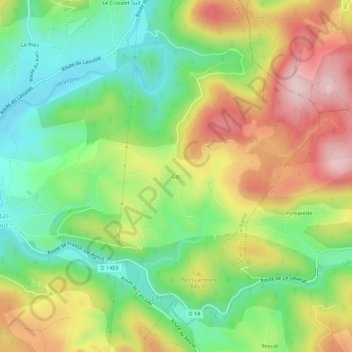 Mappa topografica Cas, altitudine, rilievo