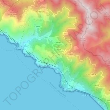 Mappa topografica San Bernardino, altitudine, rilievo