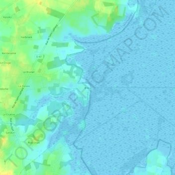 Mappa topografica Bréca, altitudine, rilievo