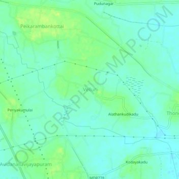 Mappa topografica Vellur, altitudine, rilievo