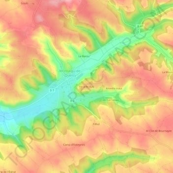 Mappa topografica Réveille Bas, altitudine, rilievo
