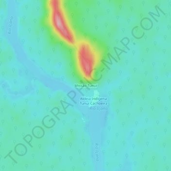 Mappa topografica Missão Tunuí, altitudine, rilievo