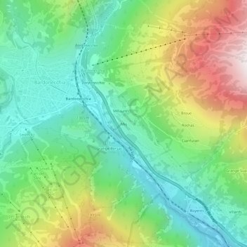 Mappa topografica Mej, altitudine, rilievo