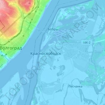 Mappa topografica Краснослободск, altitudine, rilievo