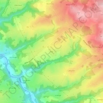 Mappa topografica Faye, altitudine, rilievo