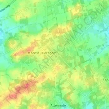 Mappa topografica Meensel, altitudine, rilievo