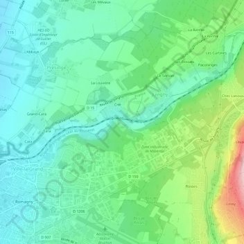Mappa topografica Forand, altitudine, rilievo