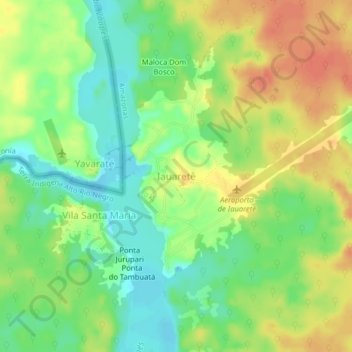 Mappa topografica Iauaretê, altitudine, rilievo