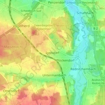 Mappa topografica Igelsdorf, altitudine, rilievo