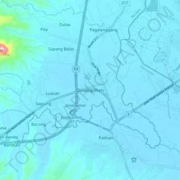 Mappa topografica Dinalupihan, altitudine, rilievo