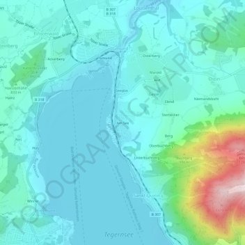 Mappa topografica Am See, altitudine, rilievo