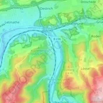 Mappa topografica Stenglingsen, altitudine, rilievo