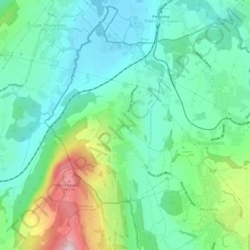 Mappa topografica Granges, altitudine, rilievo