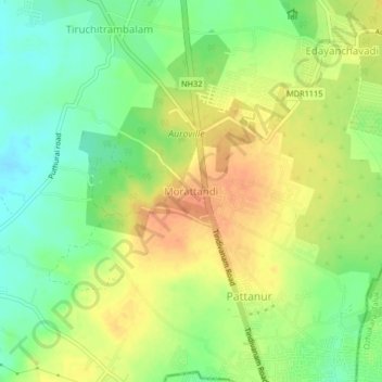 Mappa topografica Morattandi, altitudine, rilievo