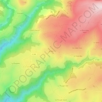 Mappa topografica Le Teil, altitudine, rilievo