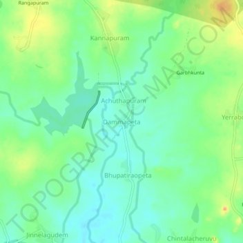 Mappa topografica Dammapeta, altitudine, rilievo