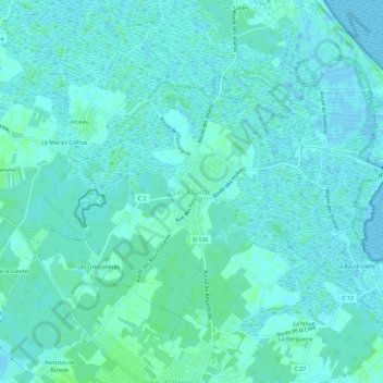 Mappa topografica Les Allards, altitudine, rilievo