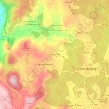 Mappa topografica Lapa Furada, altitudine, rilievo