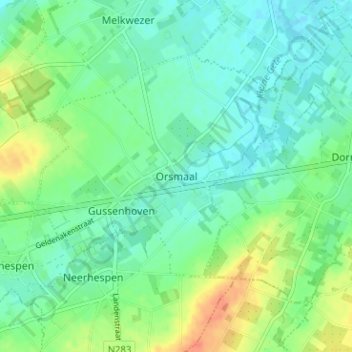 Mappa topografica Orsmaal, altitudine, rilievo