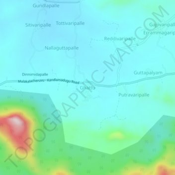 Mappa topografica Ghattu, altitudine, rilievo