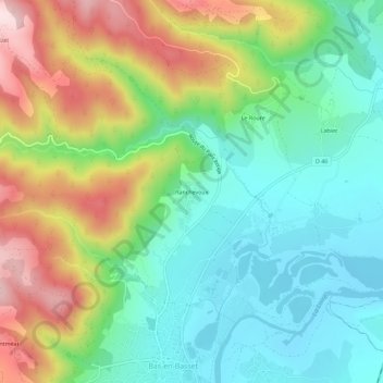 Mappa topografica Ranchevoux, altitudine, rilievo