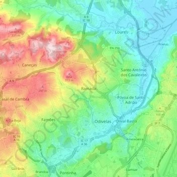 Mappa topografica Ramada, altitudine, rilievo