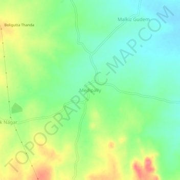 Mappa topografica Medipally, altitudine, rilievo