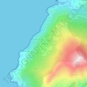 Mappa topografica Chine, altitudine, rilievo