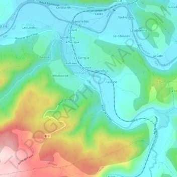 Mappa topografica Loumière, altitudine, rilievo