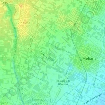 Mappa topografica Macarella, altitudine, rilievo