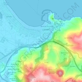 Mappa topografica Las Casillas, altitudine, rilievo