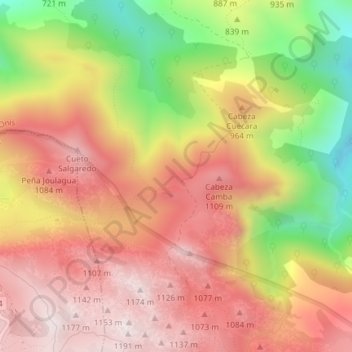 Mappa topografica Mirador de Camba, altitudine, rilievo