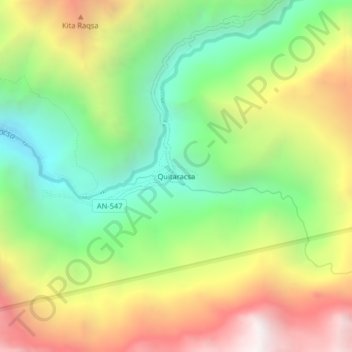 Mappa topografica Quitaracsa, altitudine, rilievo