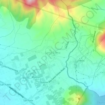 Mappa topografica Santa Elena, altitudine, rilievo