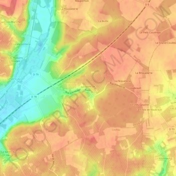 Mappa topografica La Vallée de Raye, altitudine, rilievo
